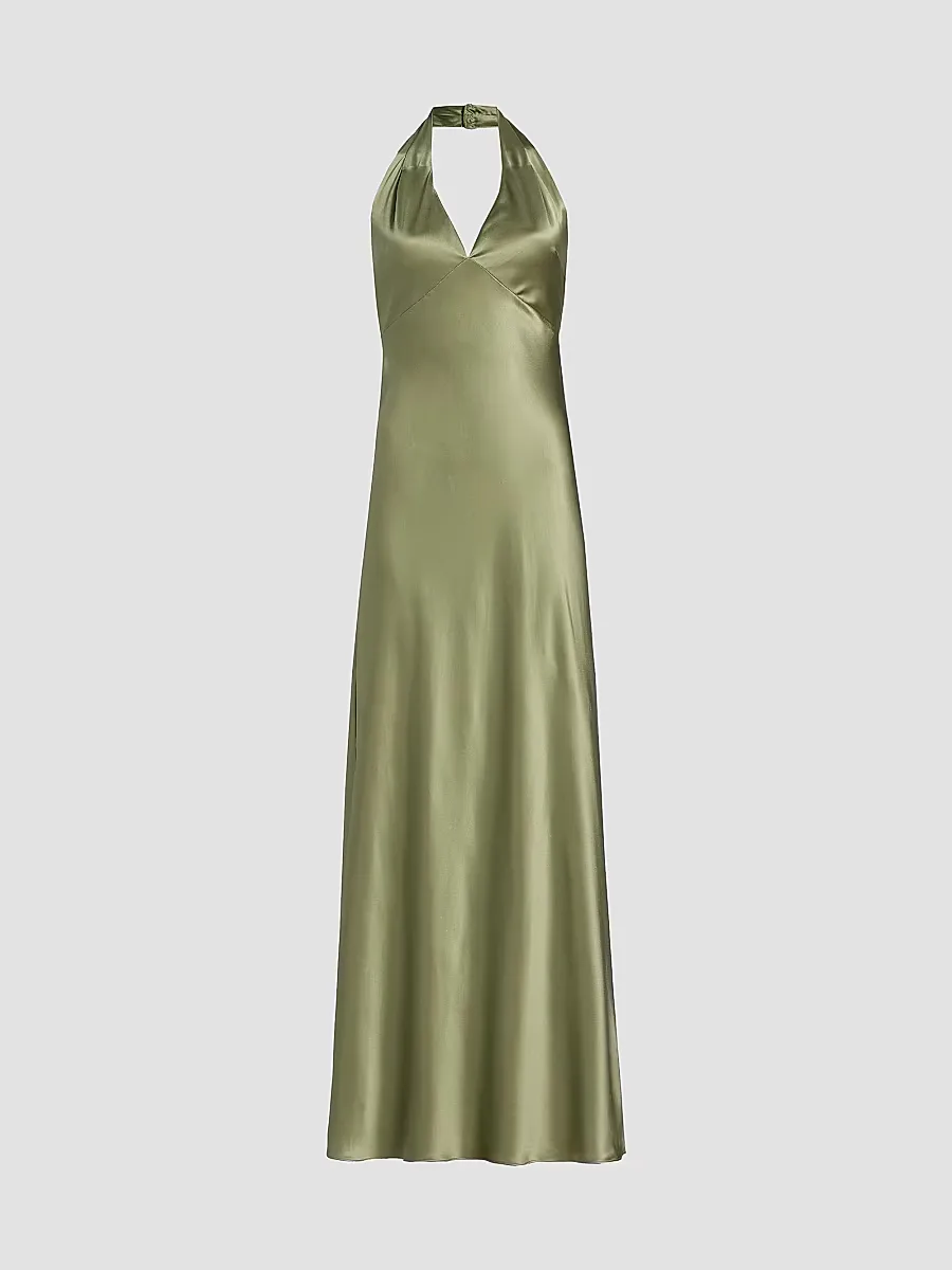 Daniela Silk Halter Maxi Dress