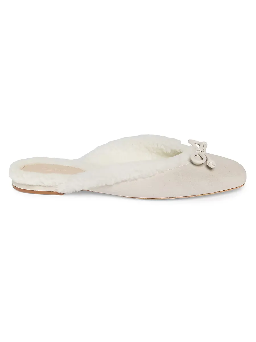 Shearling-Lined Suede Mules by 22lev