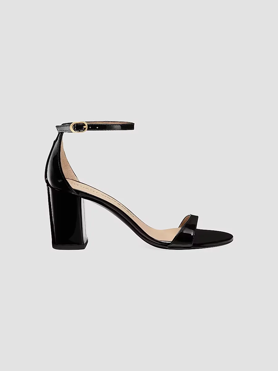 Nudist Block 75MM Patent Leather Sandals by Stuart Weitzman