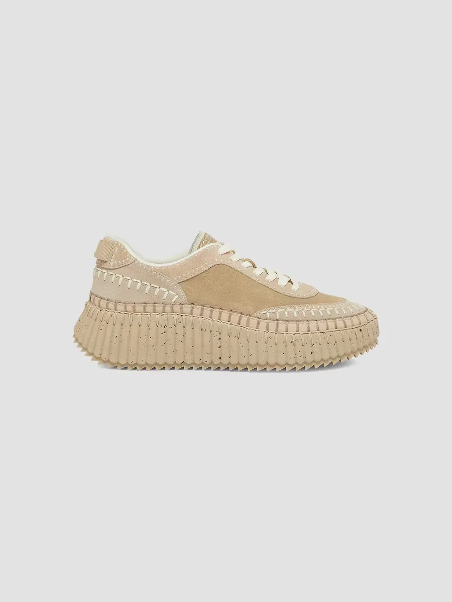 Nama 55MM Suede-Leather Platform Sneakers by Chloé