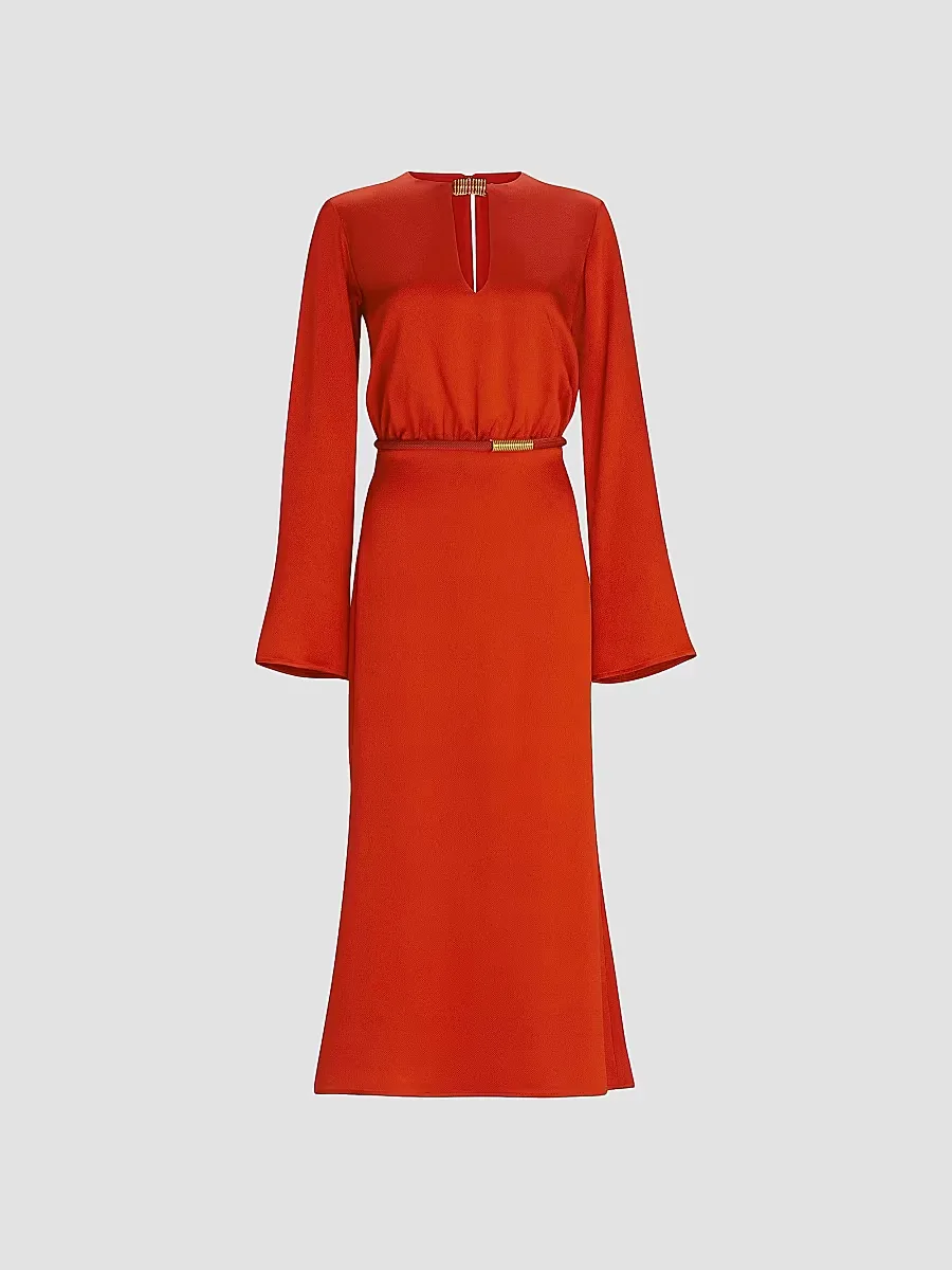Pesaro Cut-Out Satin Midi-Dress by Silvia Tcherassi