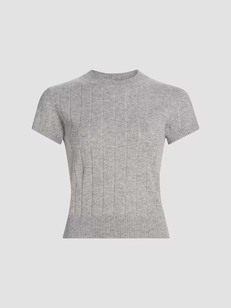 Darcy Rib-Knit Cashmere-Wool T-Shirt by Reformation
