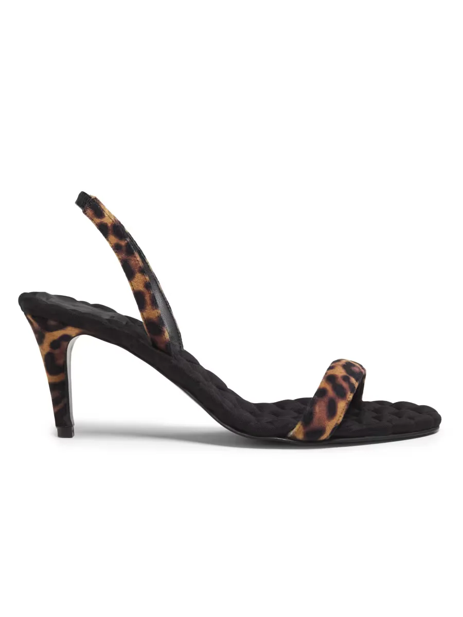Claudia 70MM Vegan Leopard-Print Velvet Slingback Sandals by AERA