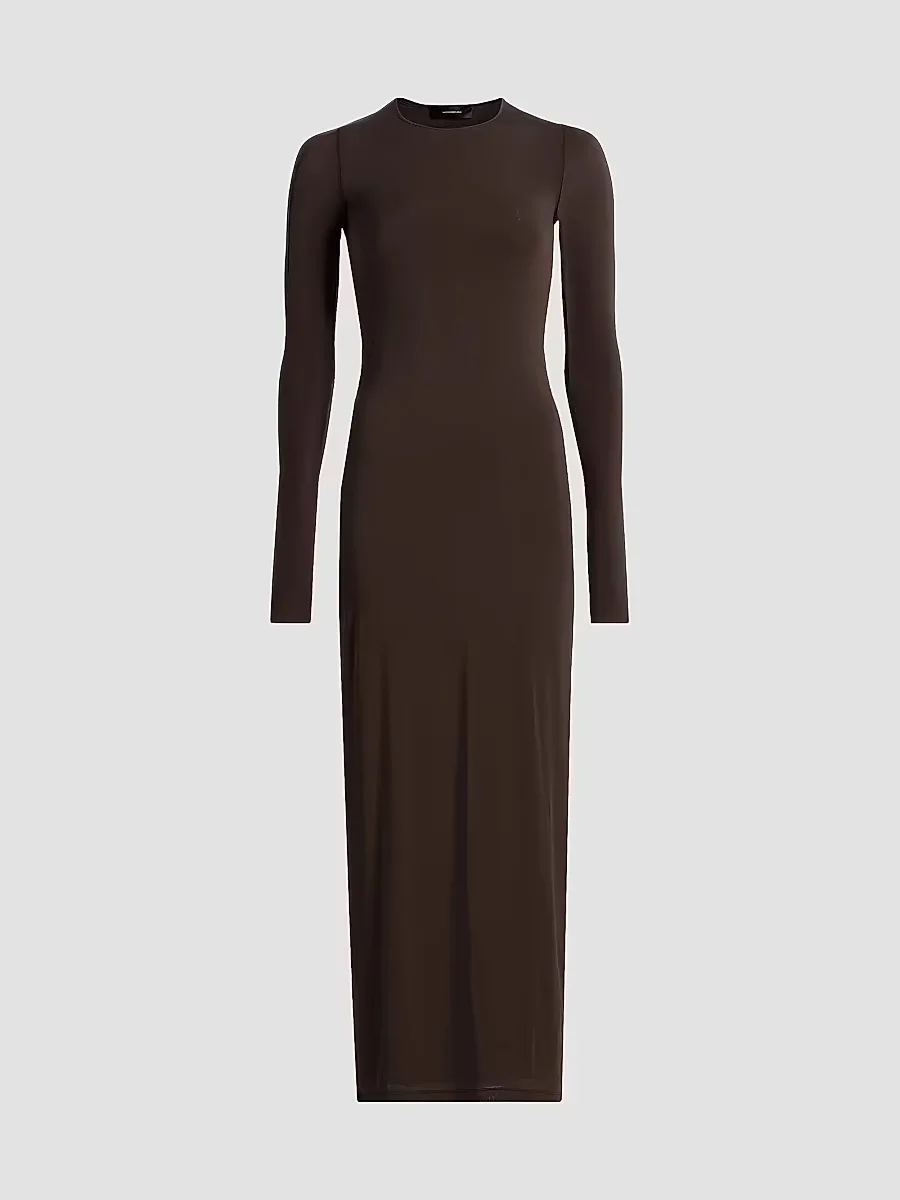Sheer Long-Sleeve Maxi Dress