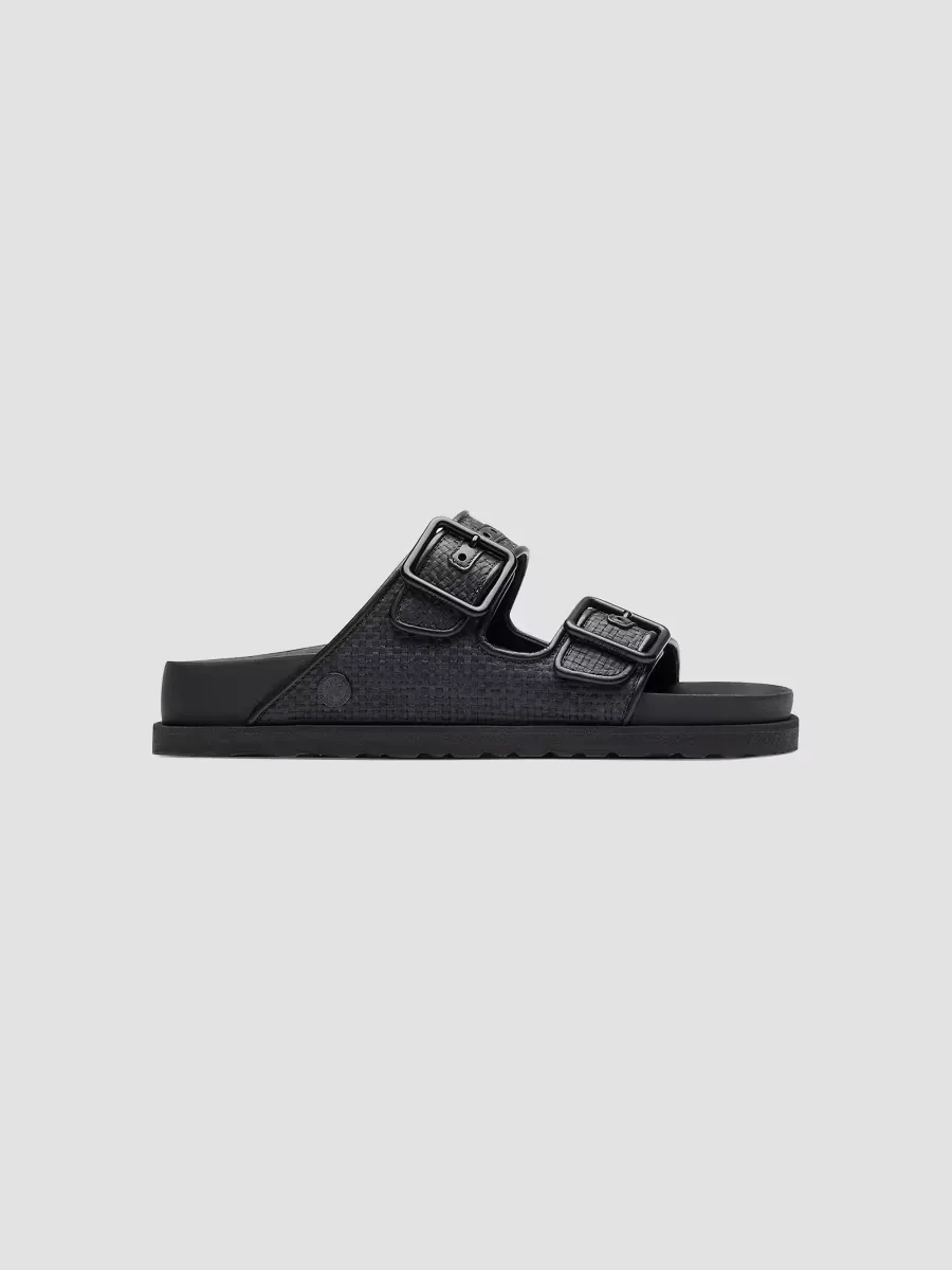 Arizona Raffia Dual-Buckle Slide Sandals by Birkenstock
