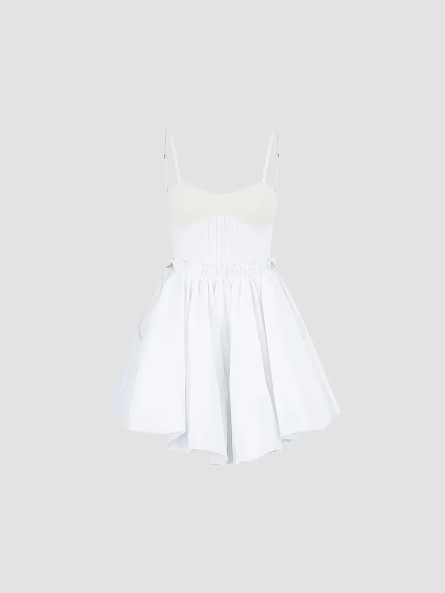 The Attico Poplin Cotton Gathered Minidress by Attico