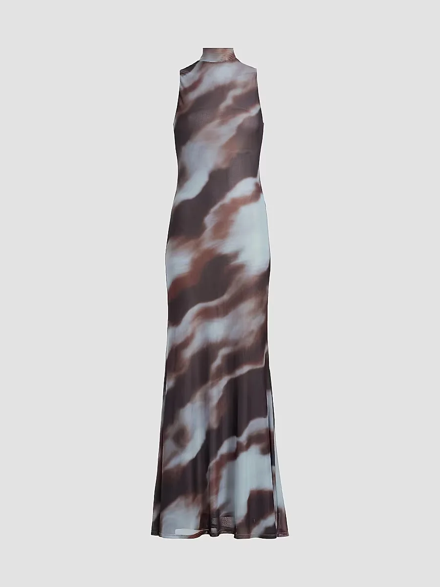 Morell Abstract Sleeveless Maxi Dress by Ronny Kobo
