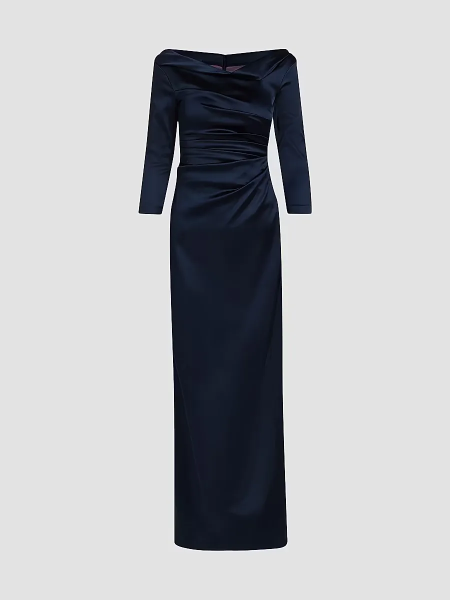 Satin Asymmetric Gathered Gown
