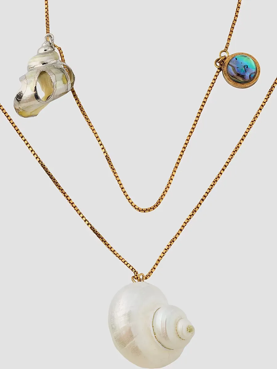 Goldtone & Shell Layered Necklace - Brass by Dries Van Noten
