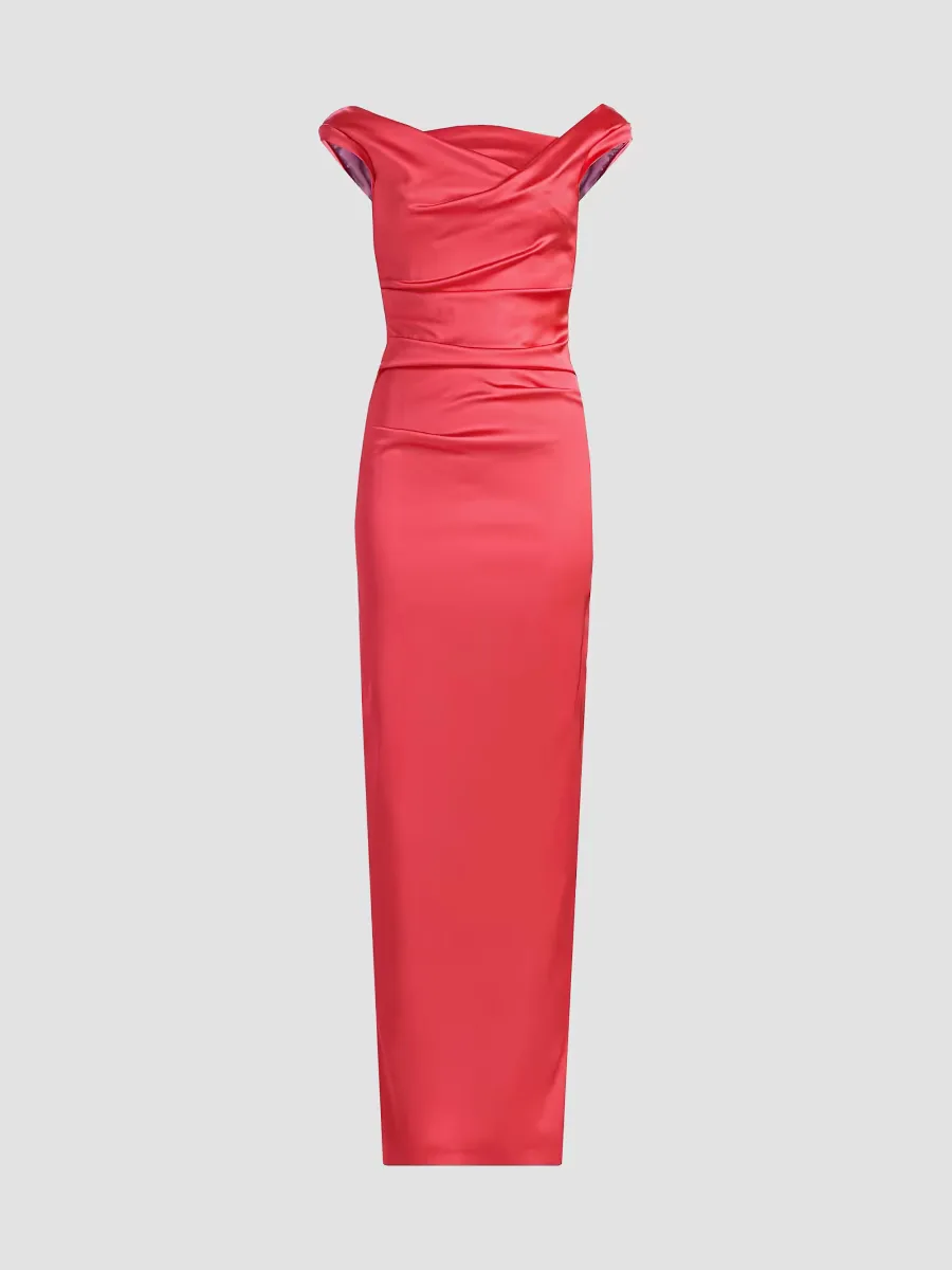 Cowlneck Satin Column Gown
