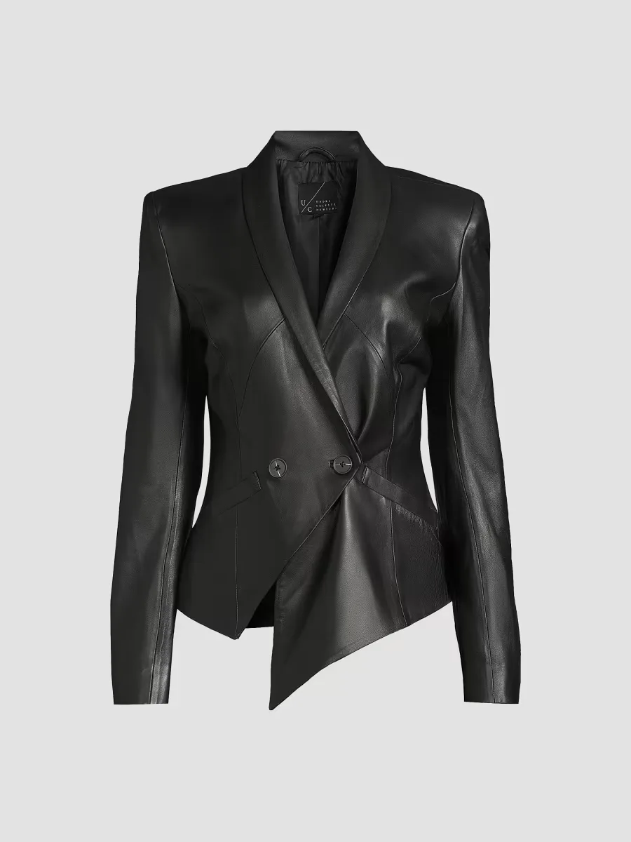 Vintage Double-Breasted Leather Blazer by Undra Celeste