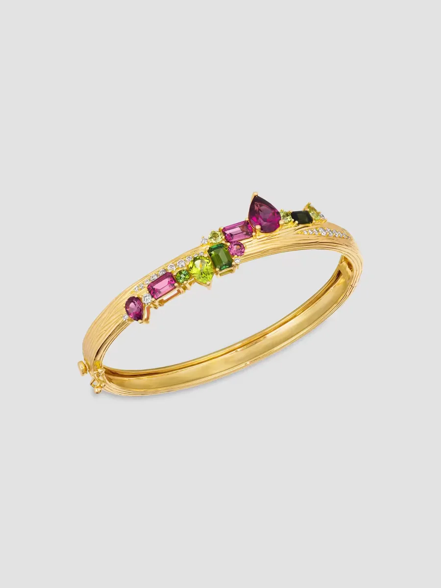 Amazonia 18K Yellow Gold & Multi-Gemstone Bangle by Hueb