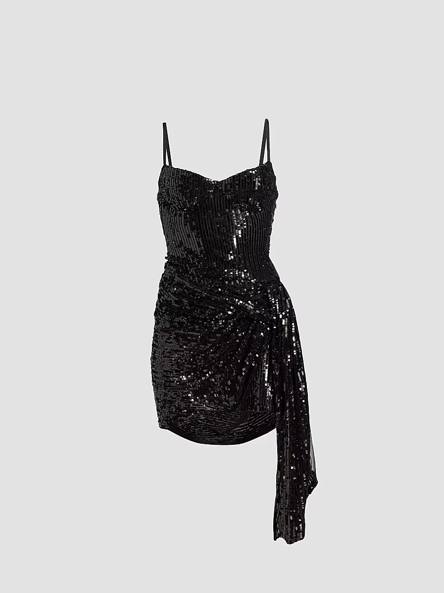 Sequined Wrap-Style Minidress