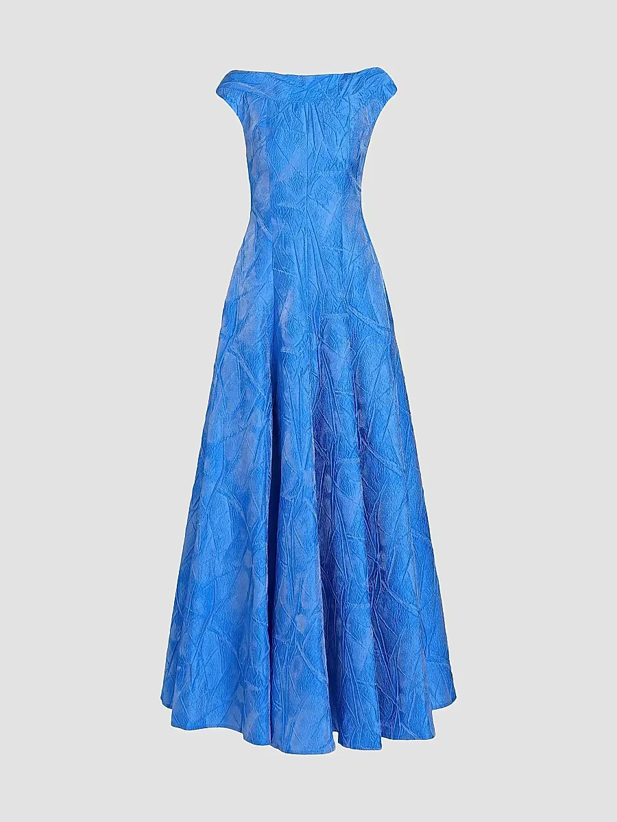Mikado Jacquard Slim Fit & Flare Gown