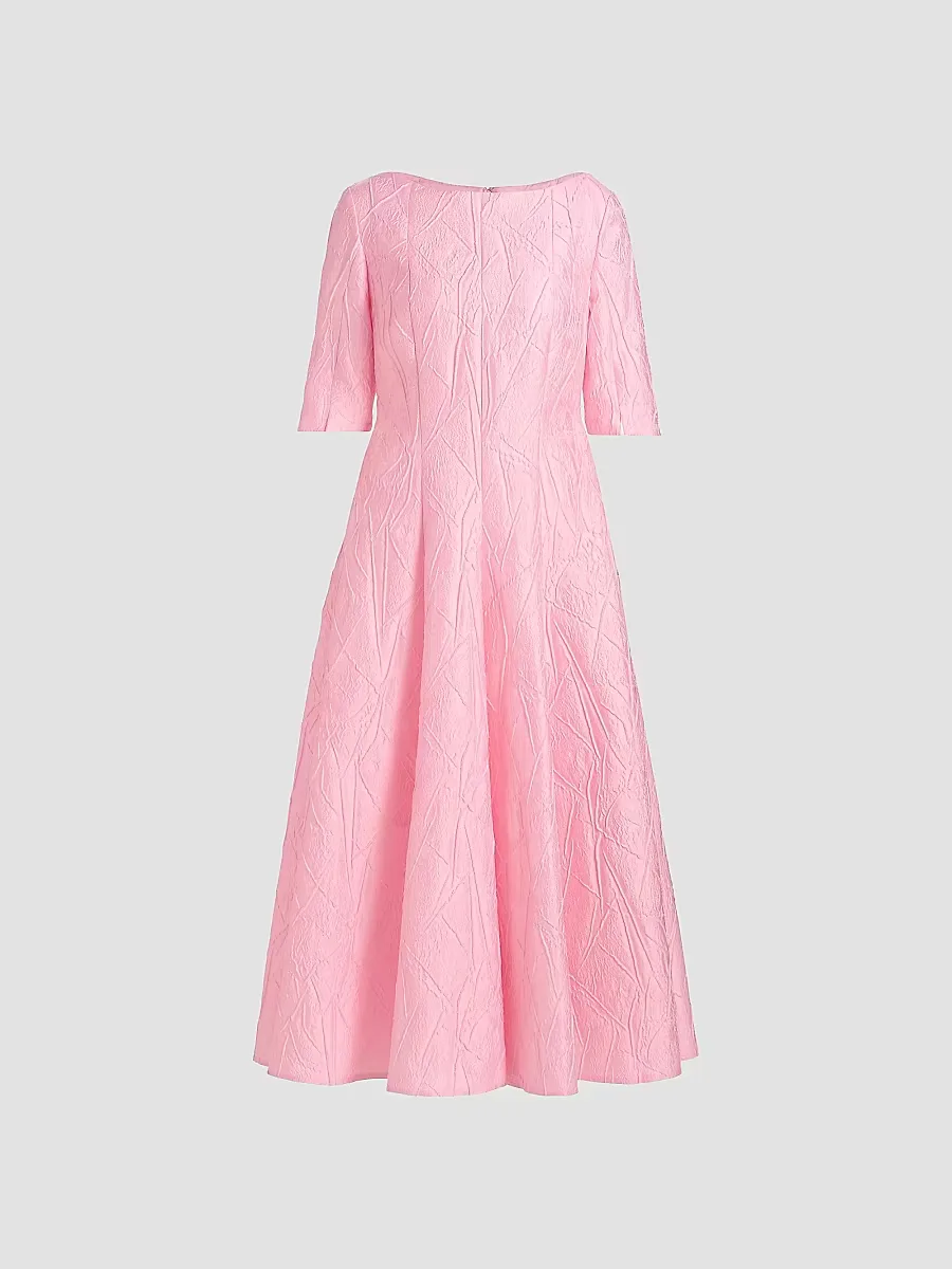 Textured Jacquard Tea-Length Cocktail Dress by Talbot Runhof