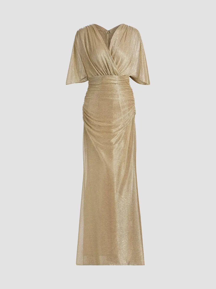 Metallic Voile Capelet Mermaid Gown by Talbot Runhof