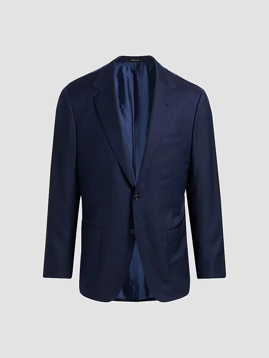 Wool Patch-Pocket Single-Breasted Blazer by Sartorio Napoli