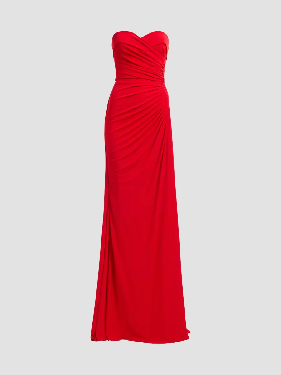 Strapless Draped Jersey Gown