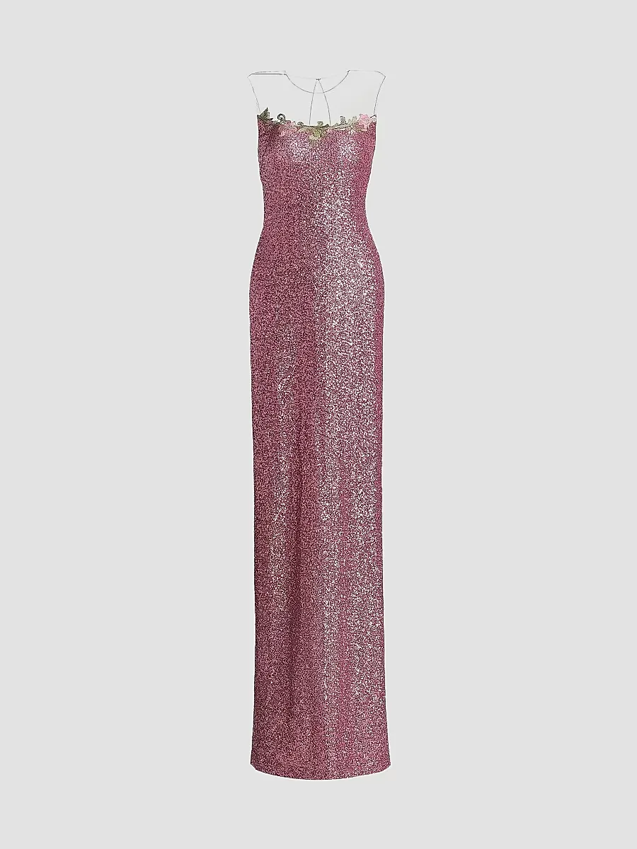Floral-Appliquéd Sequined Gown by Naeem Khan