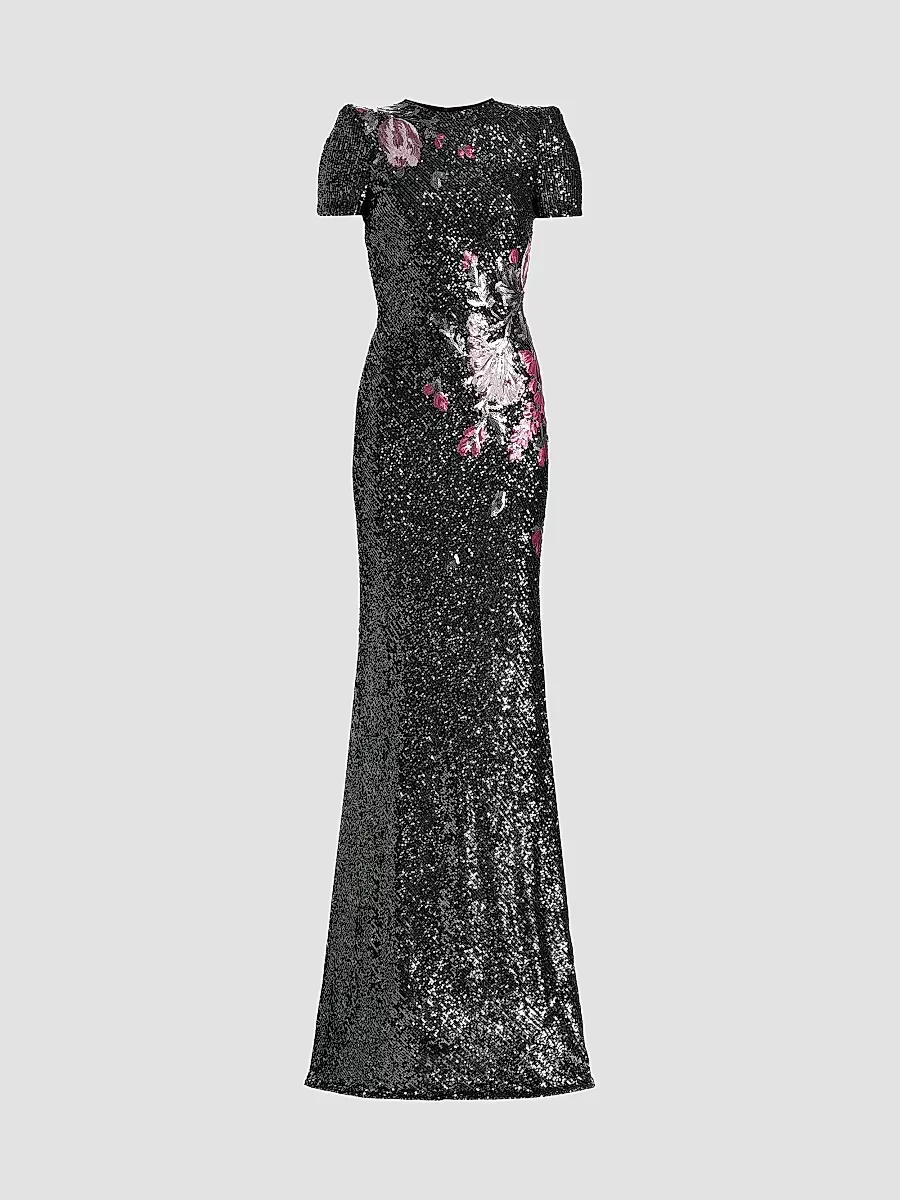 Floral-Sequined Mermaid Gown by Naeem Khan