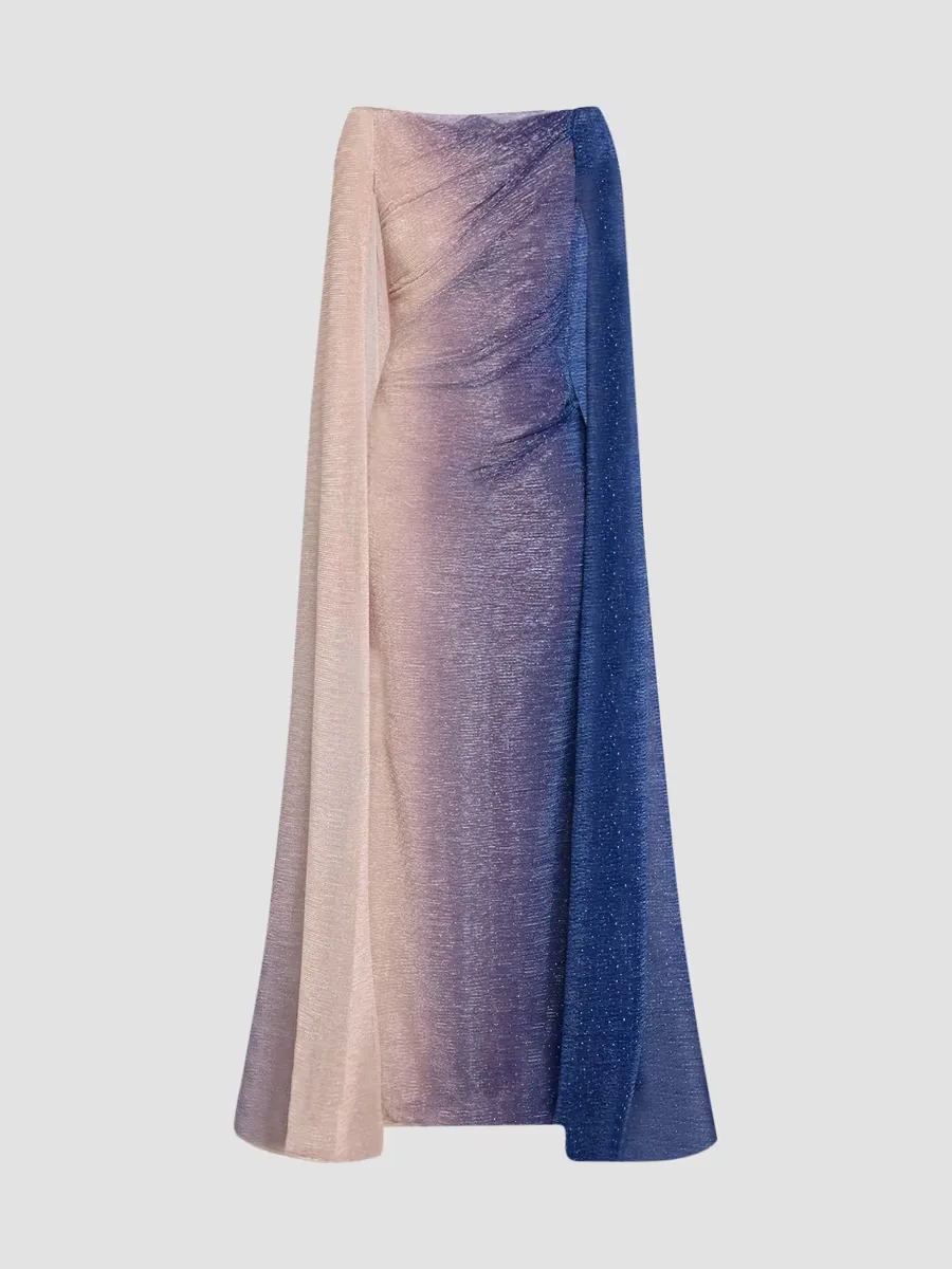 Metallic Voile Cape Gown by Talbot Runhof