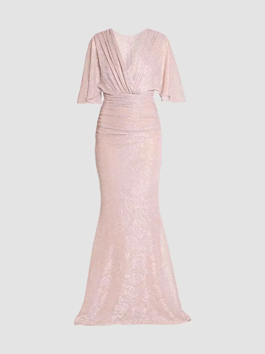 Metallic Voile Gathered Gown by Talbot Runhof