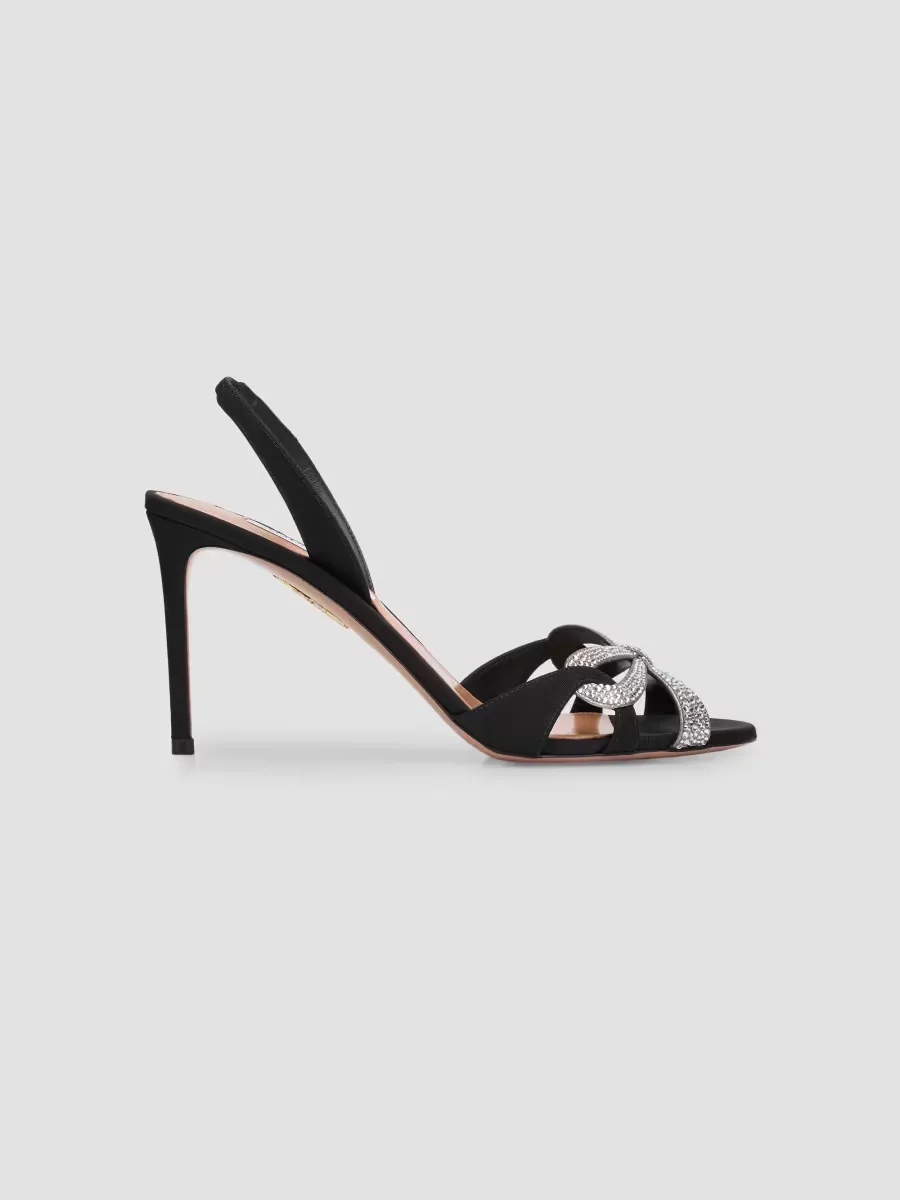 Ribbon Kiss 85MM Crystal-Embellished Slingback Sandals