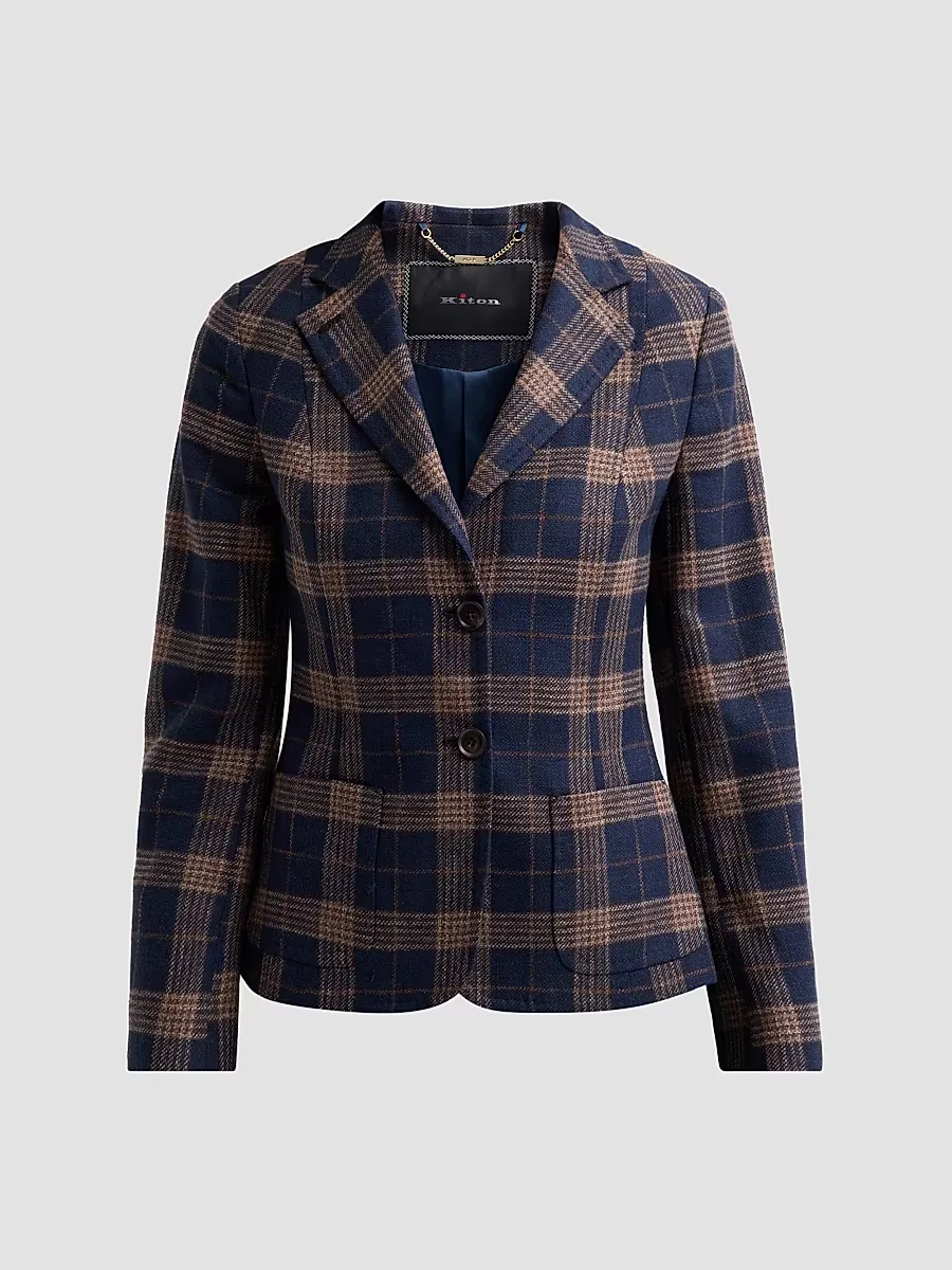 Plaid Wool-Cotton Blazer by Kiton