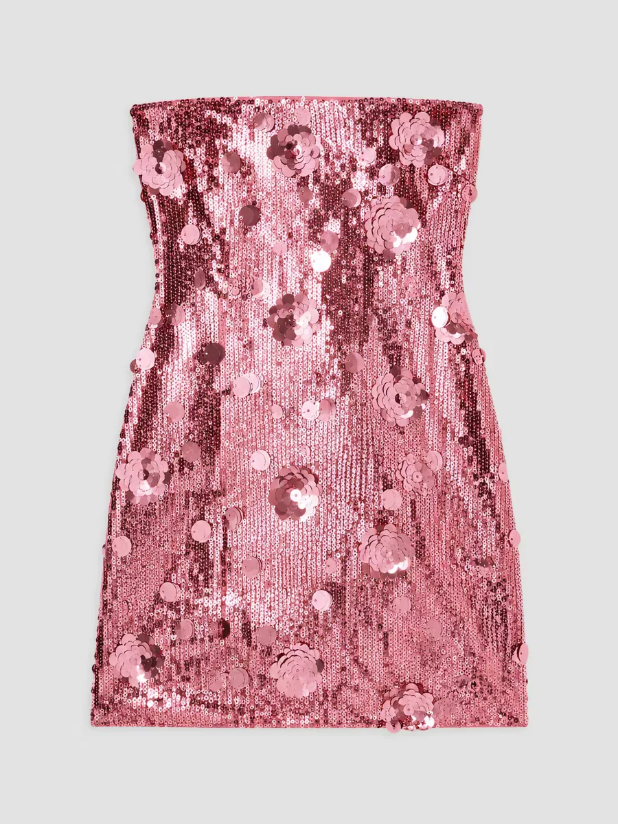 Sequined Strapless Mini Dress by Theme