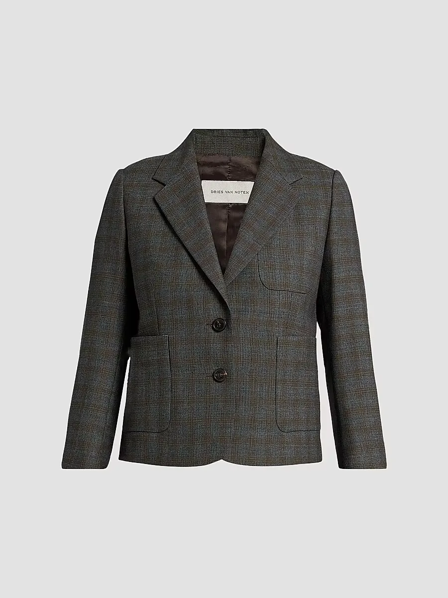 Bamis Plaid Wool Blazer by Dries Van Noten