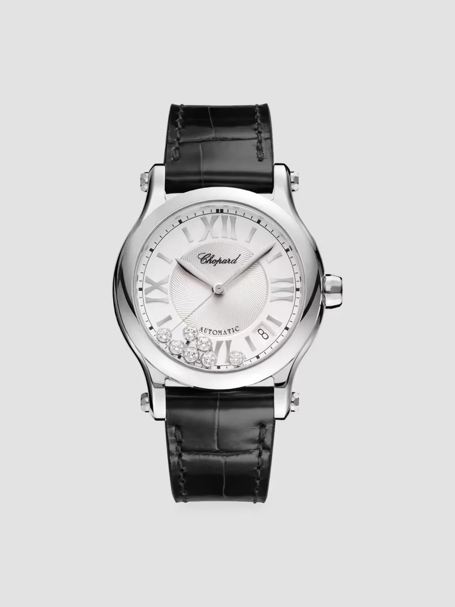 Happy Sport Stainless Steel, Diamond & Alligator-Strap Watch by Chopard