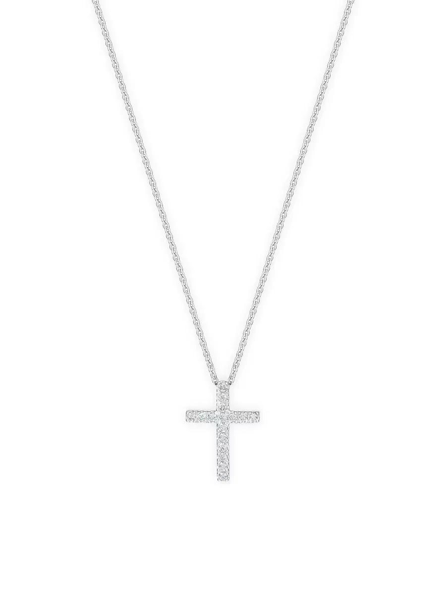 Classic Diamond & 18K White Gold Cross Pendant Necklace by De Beers Jewellers