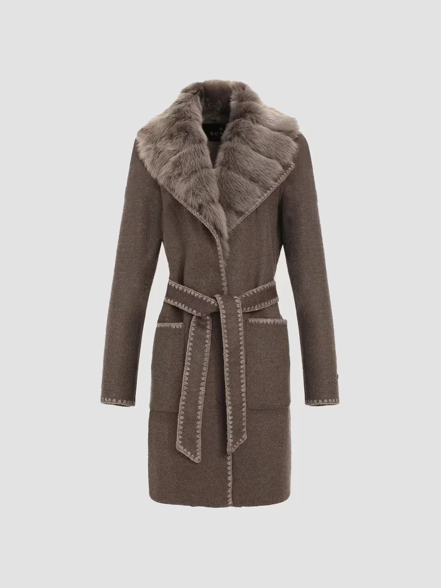 Cashmere and Wool Stroller with Shearling Lamb Collar by Gorski
