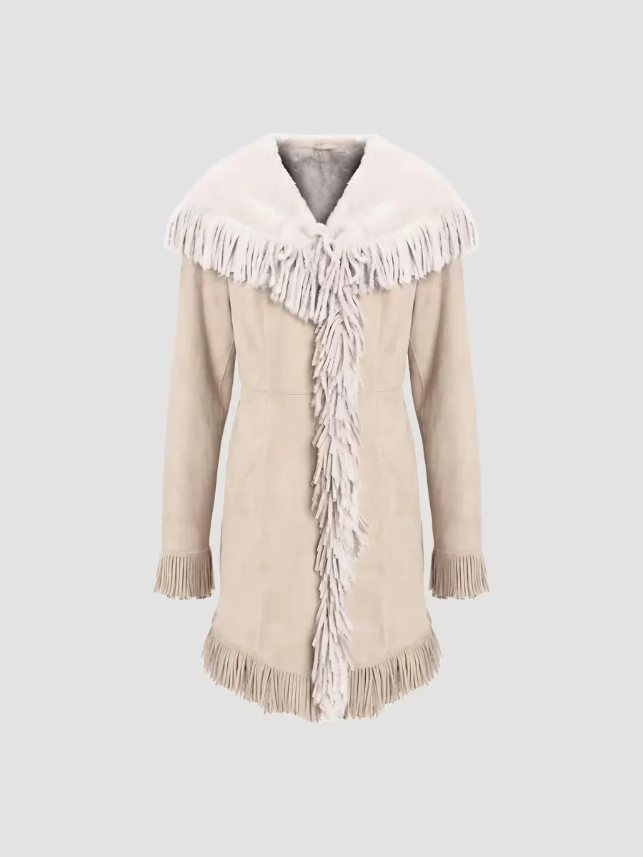 Shearling Lamb Parka with Fringes by Gorski