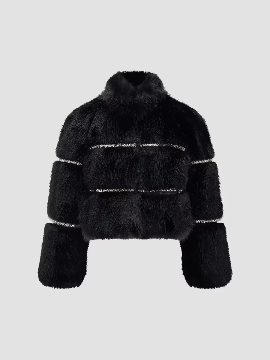 Coat with Rhinestone Inserts by Lyla Grant