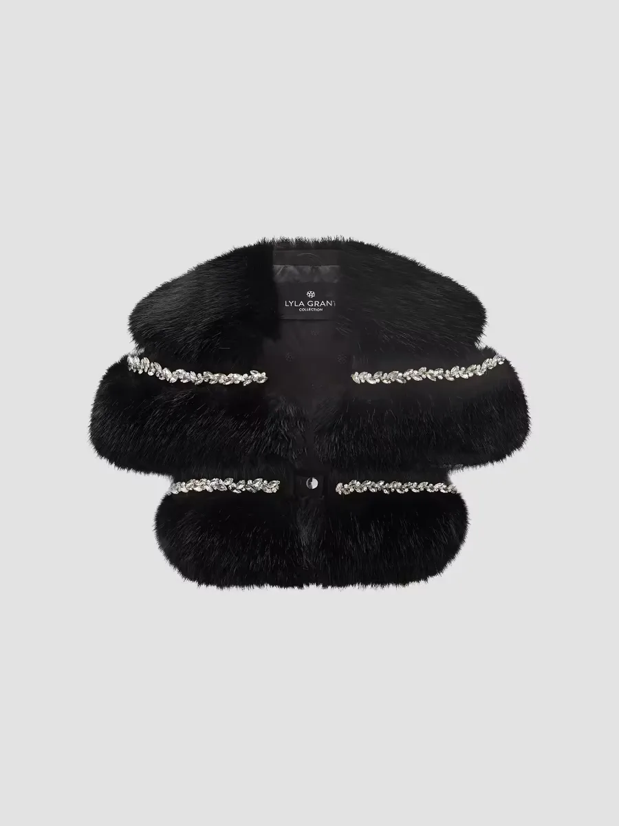 Fur-Free Fox (faux Fur) Stole with Rhinestone Inserts by Lyla Grant