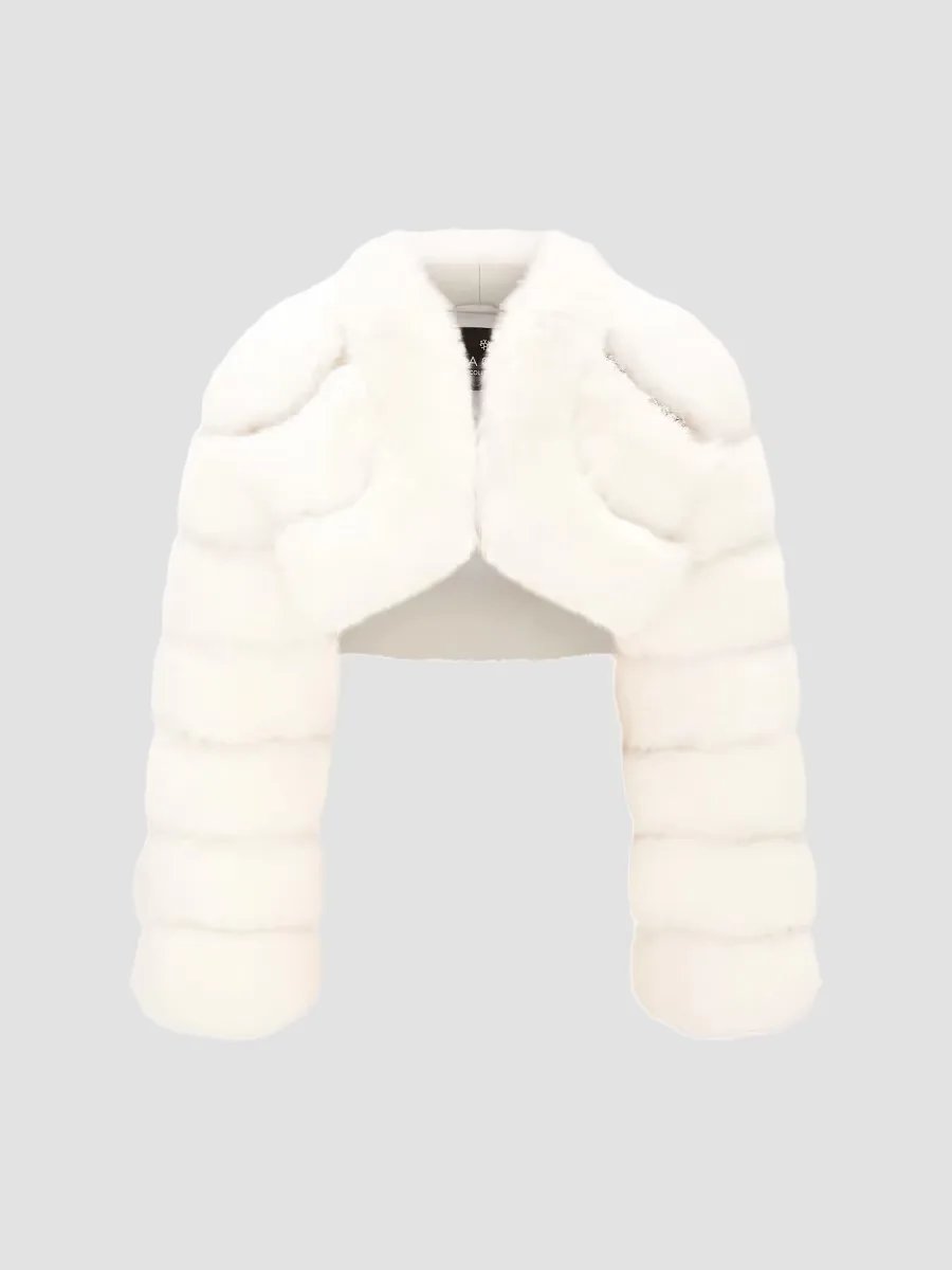 Faux Fur Fox Bolero Coat with Rhinestones