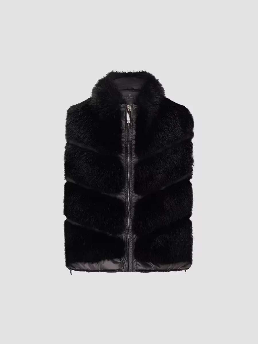 Faux Fur Silver Fox Vest by Lyla Grant