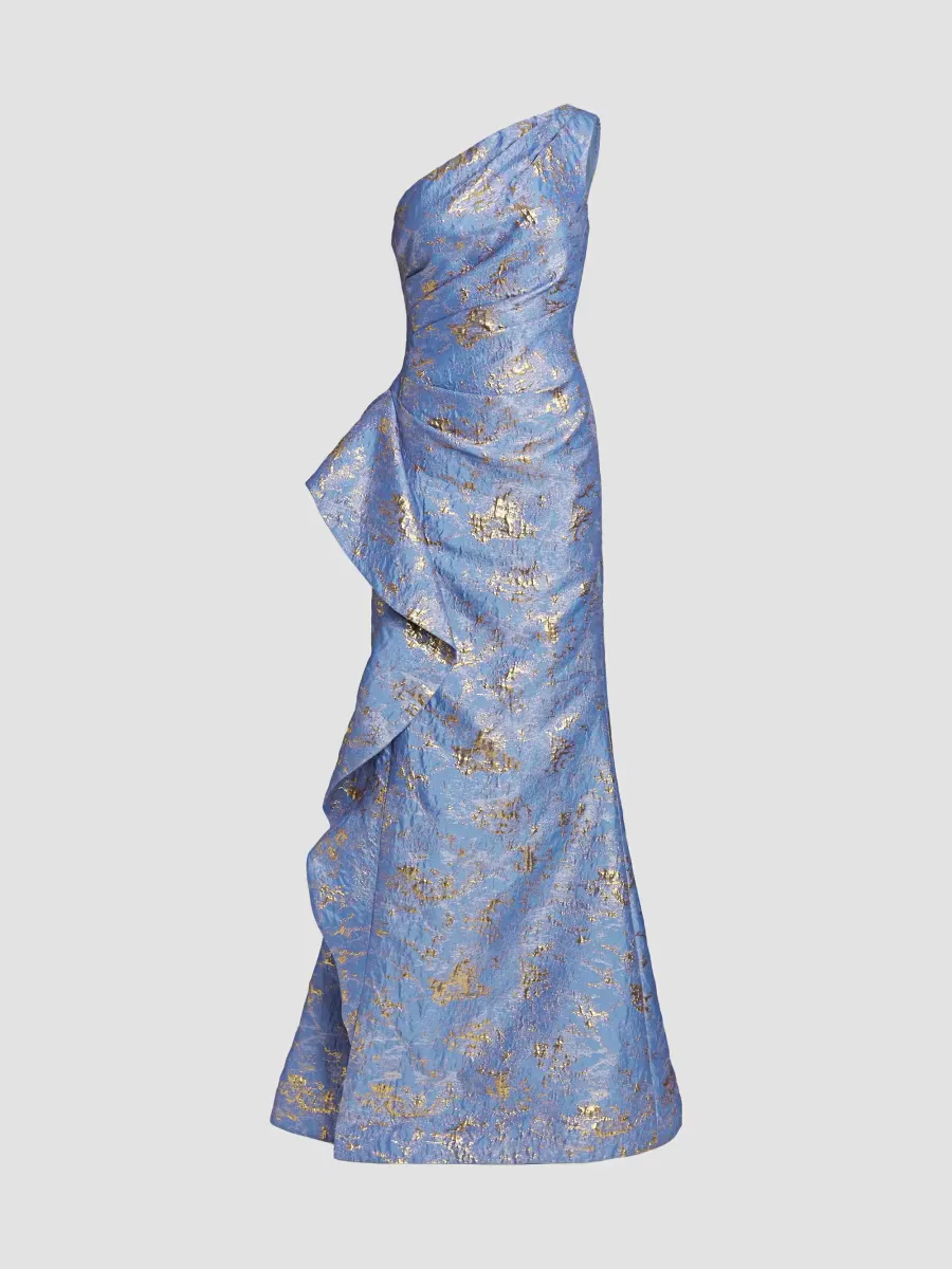 Jacquard One-Shoulder Gown by Teri Jon