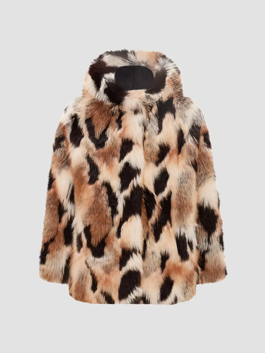Faux Fur Fox Coat, Hood by Lyla Grant