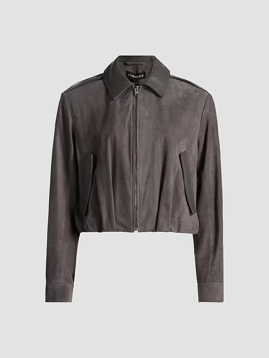 Robbie Suede Bomber Jacket by Lamarque