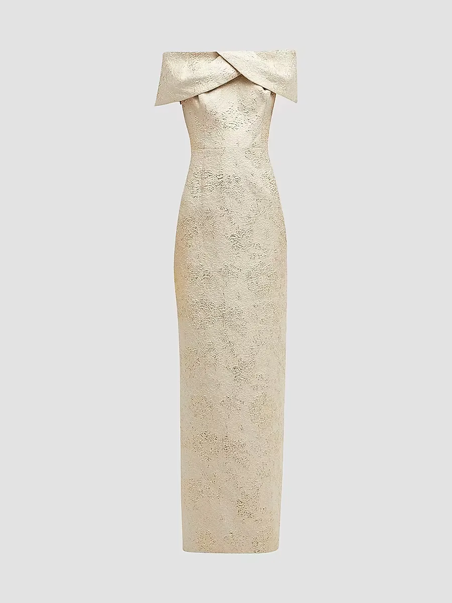 Teri Jon by Rickie Freeman Jacquard Column Gown by Teri Jon