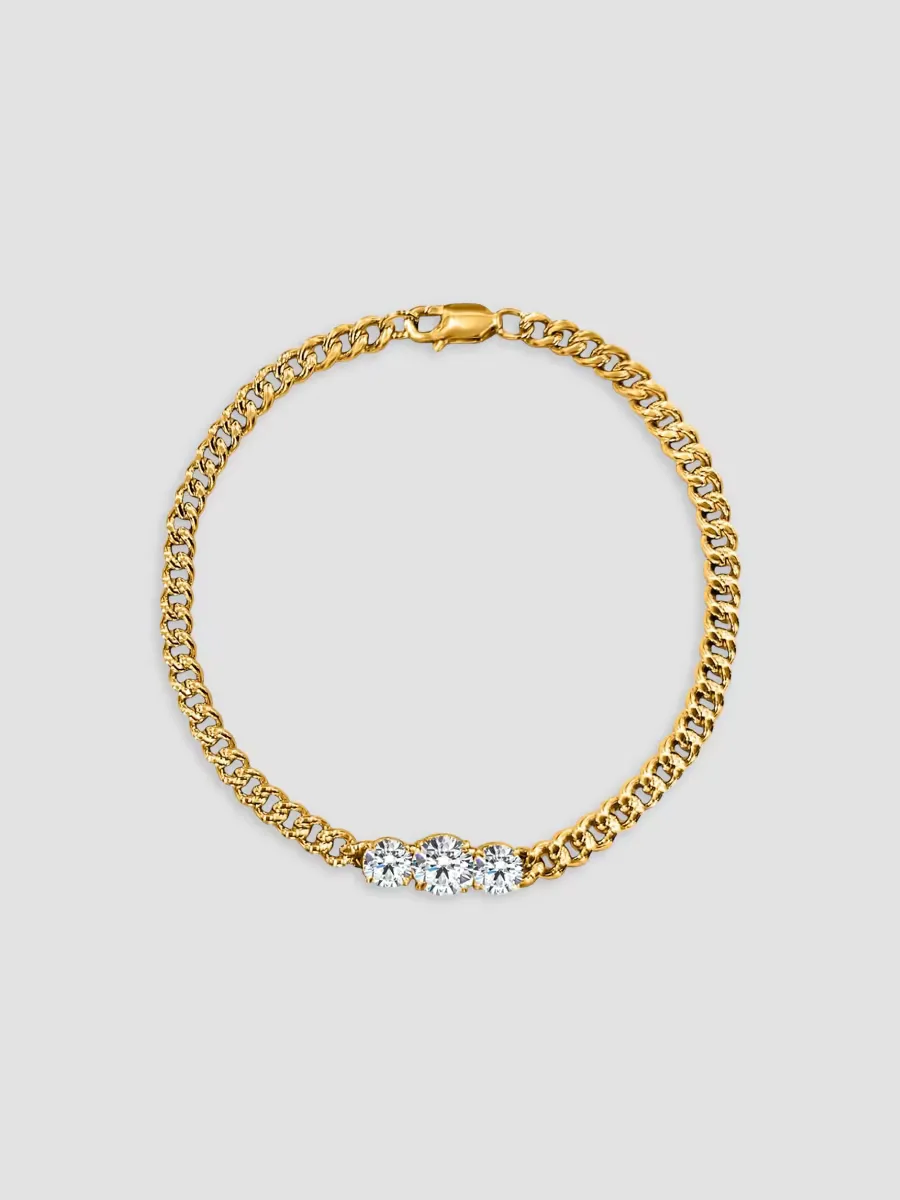 Legacy Trilogy 18K-Yellow-Gold Vermeil & 1.90 TCW Cubic Zirconia Chain Bracelet by Fantasia by DeSerio