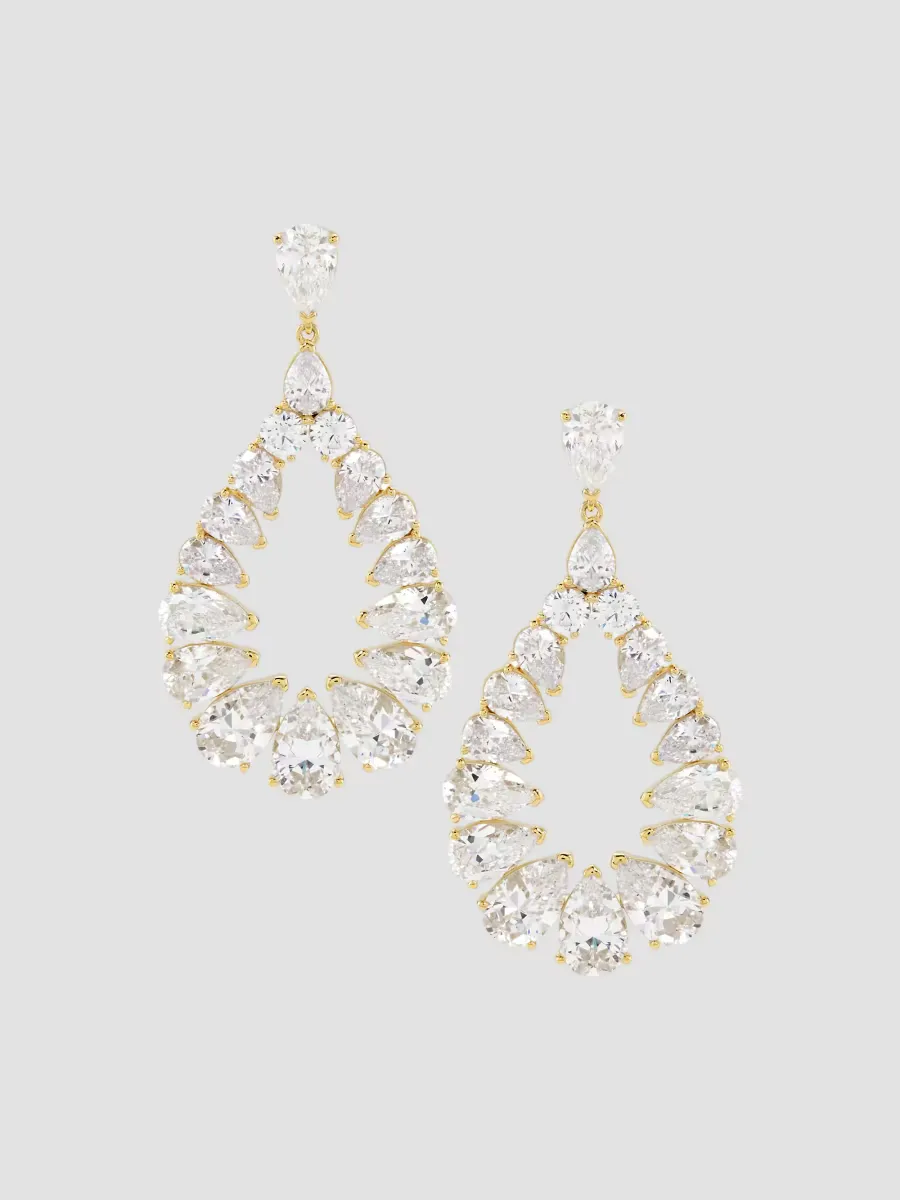Feliz 18K Gold-Plated & Cubic Zirconia Pear Drop Earrings