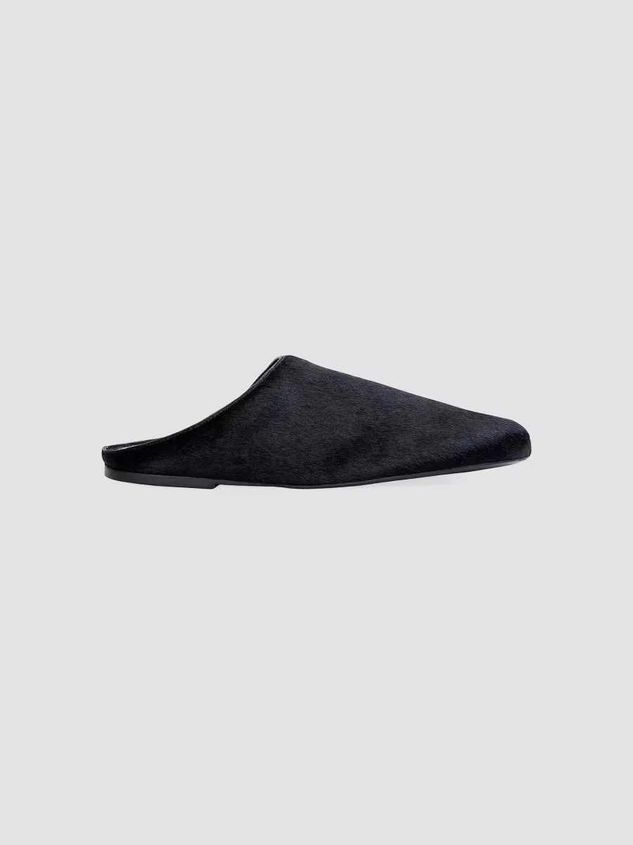 Arie Pony Hair Slippers by Black Suede Studio