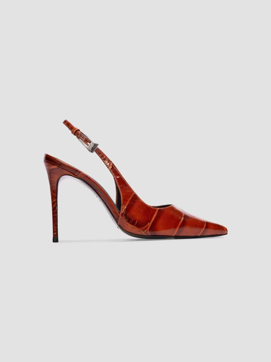 Branca 100MM Croc Slingback Pumps by Black Suede Studio