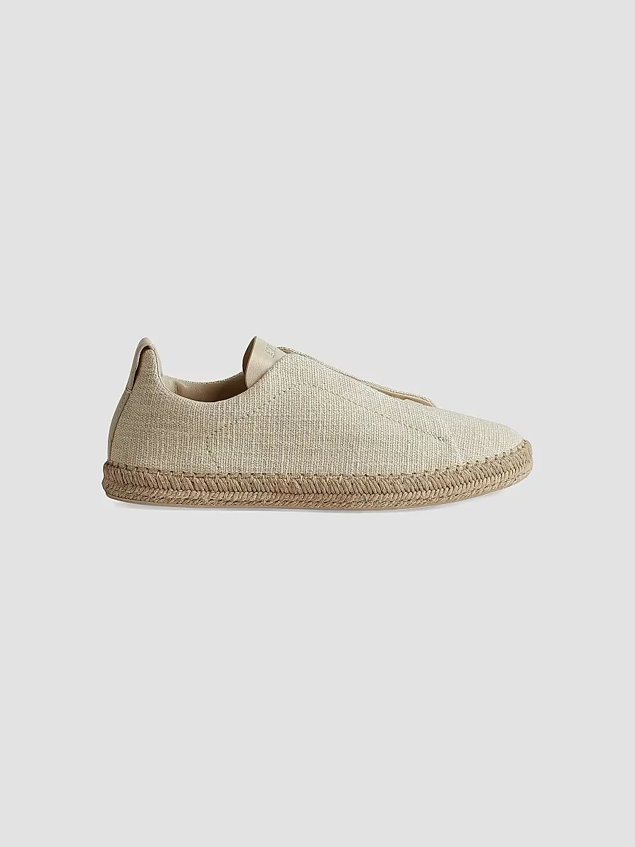 Linen Blend and Leather Triple Stitch Espadrilles by ZEGNA
