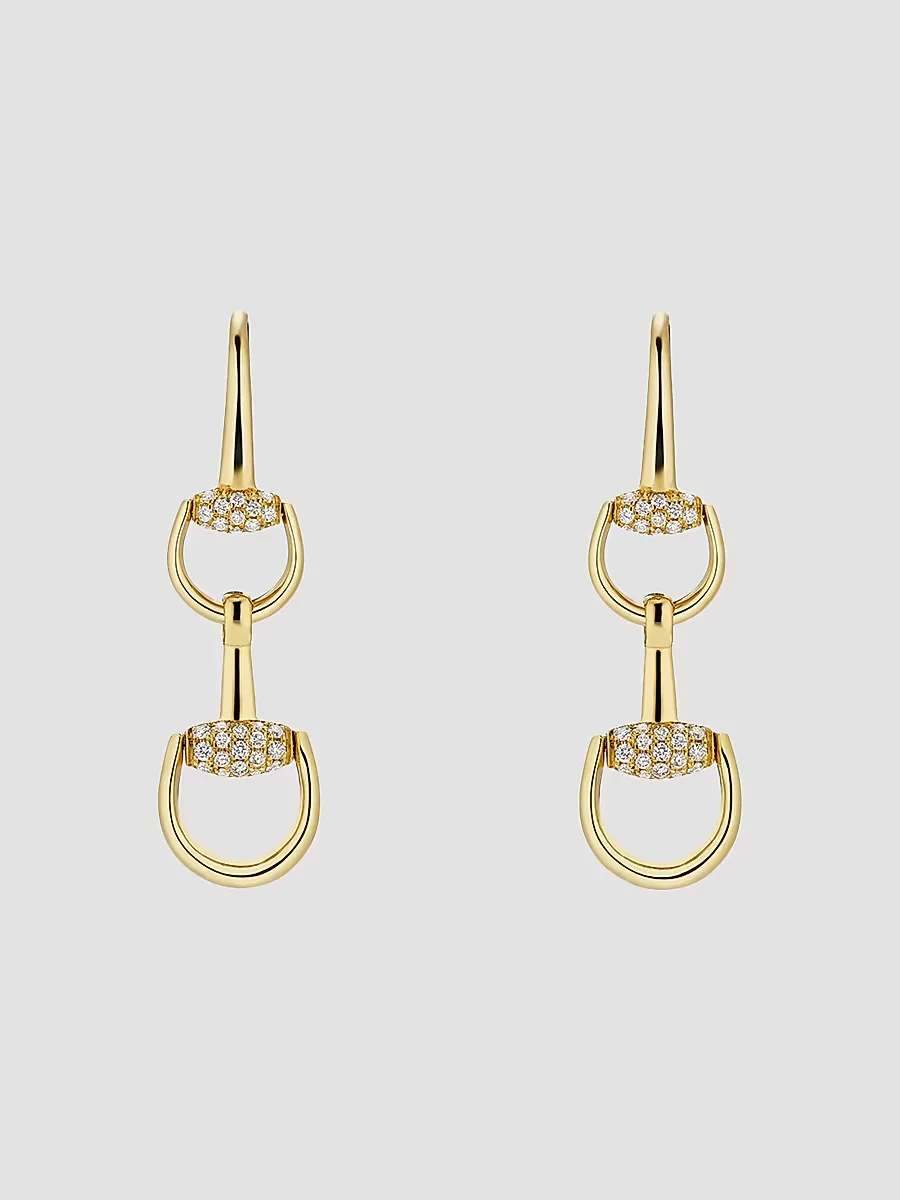 Gucci Horsebit 18K Yellow Gold & 0.30 TCW Diamond Drop Earrings by Gucci