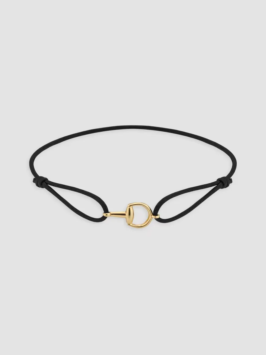 Cotton & 18K Yellow Gold Horsebit Bracelet by Gucci
