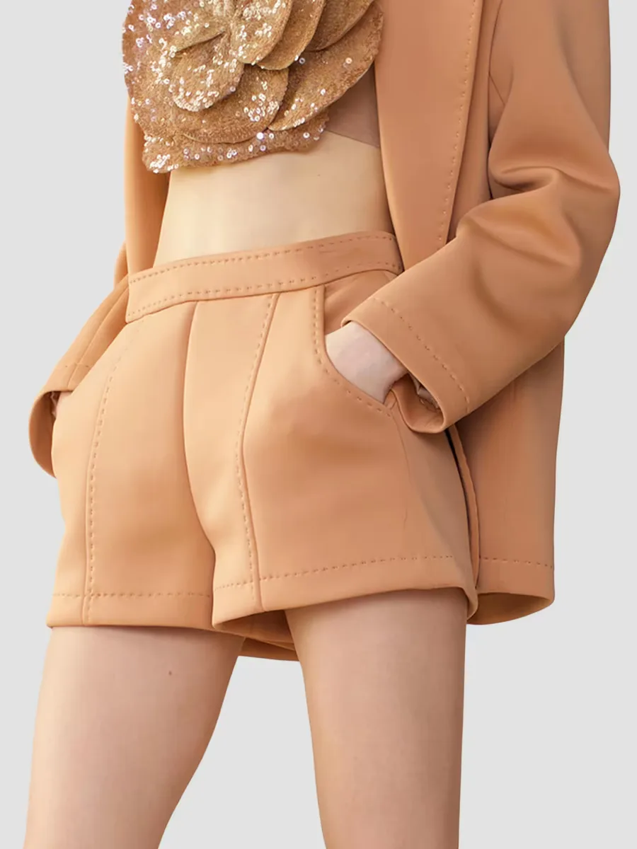 Bonded Pickstitch Shorts by Cynthia Rowley